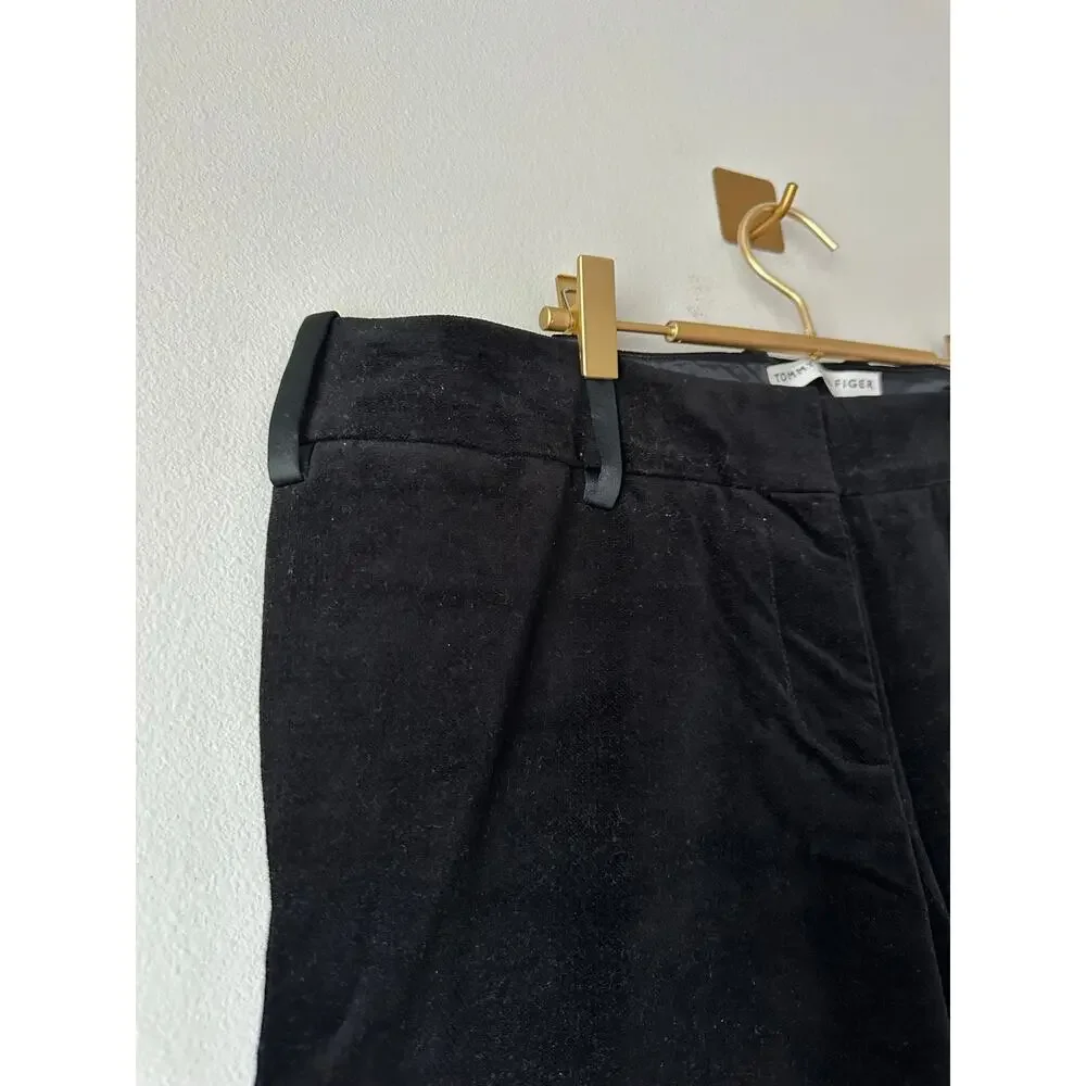 Vintage Y2K Tommy Hilfiger Black Velvet Cargo Pants Size 16 Wide Leg Utility